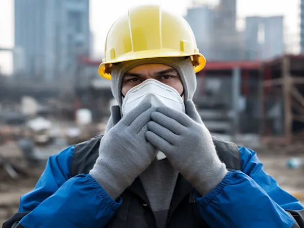 Construction worker wearing protective gear