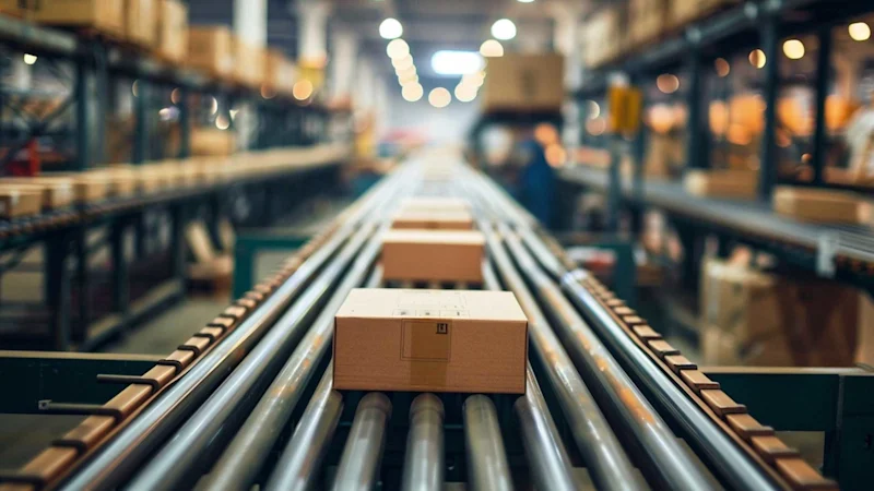 Cheap goods on conveyer belt 