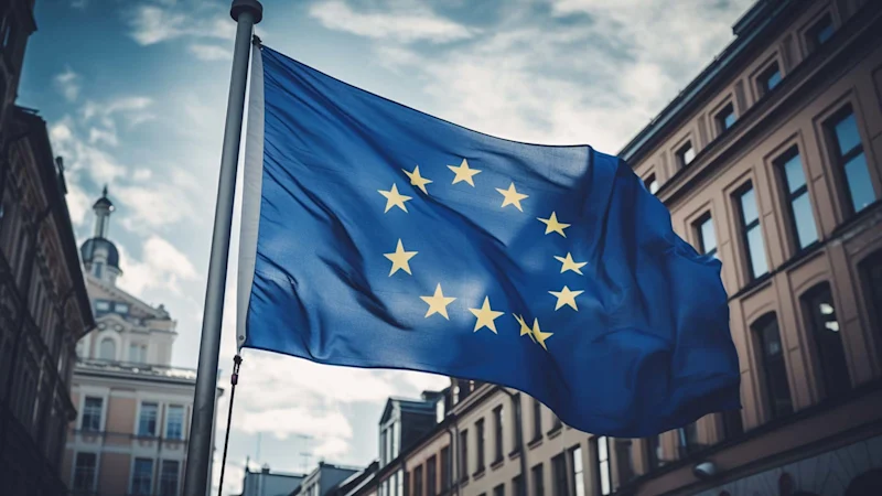 European flag flying outside a building