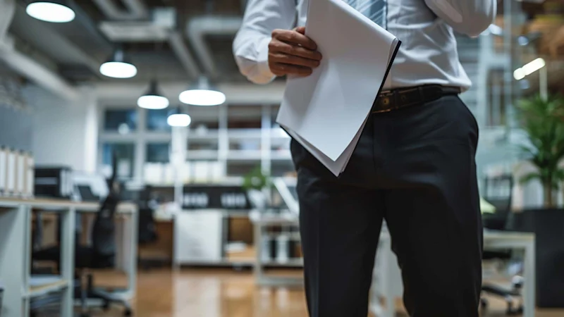 Business person holding a document