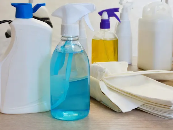 Disinfectants sitting on a table
