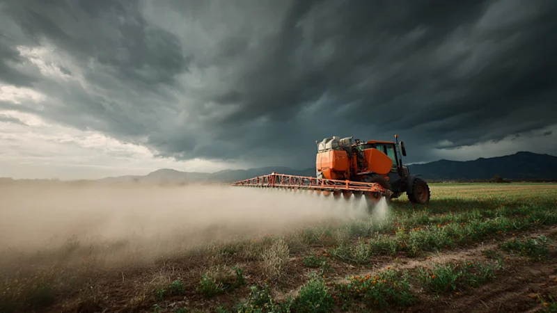 Spraying pesticides in a field