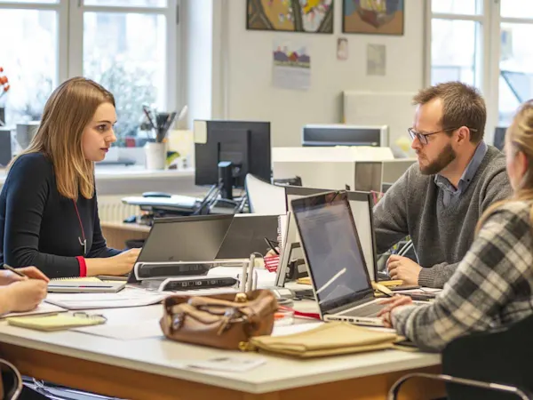 People sitting around an office desk
