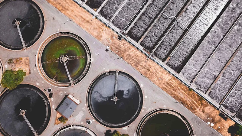 Overhead view of a water plant