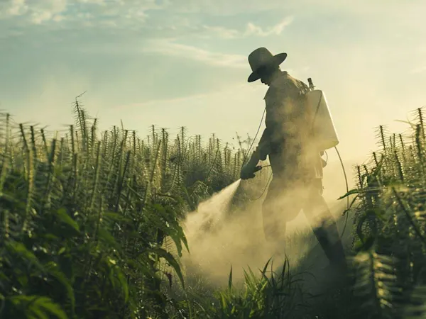Farmer spraying pesticides