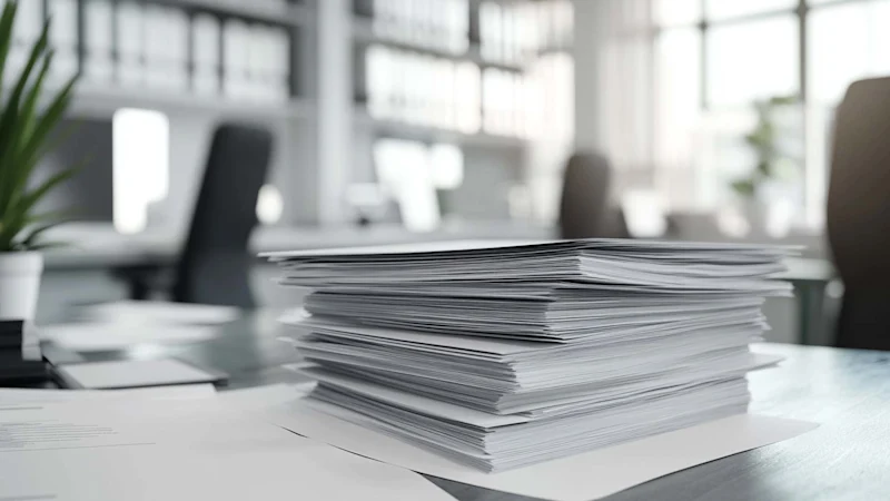 Stack of paper on a desk