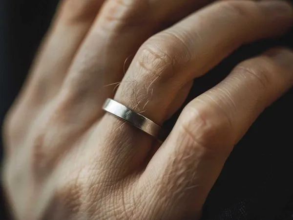 Man wearing nickel ring
