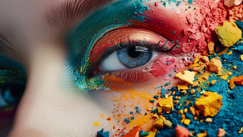 Woman with cosmetics on her face