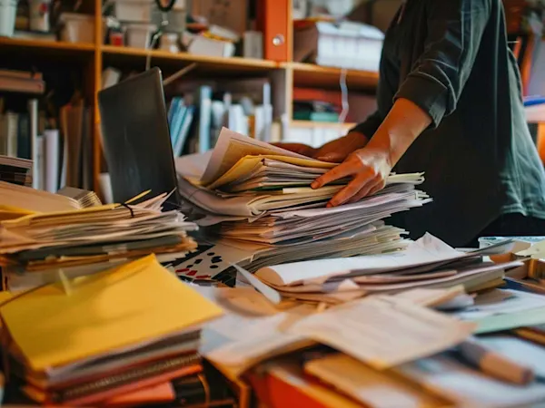 Person doing paperwork in an office