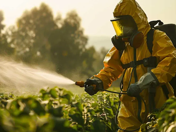 Spraying pesticide