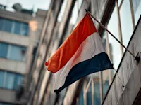 Netherlands flag outside building