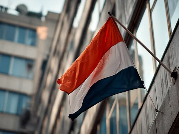 Netherlands flag outside building
