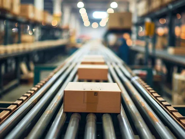 Cheap goods on conveyer belt 