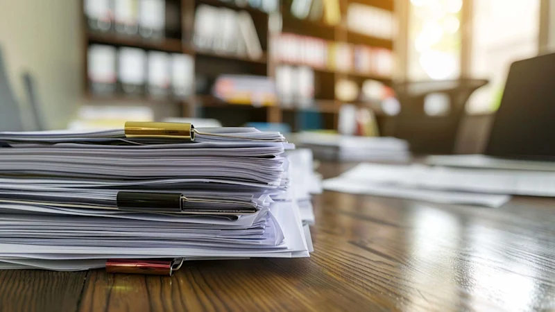 Documents on an office desk