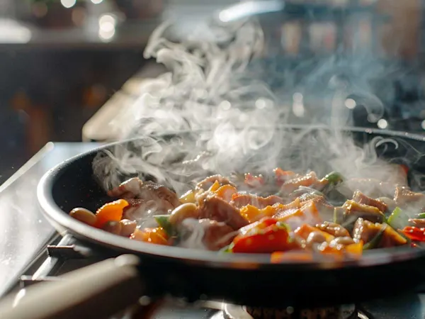 Frying pan on a stove