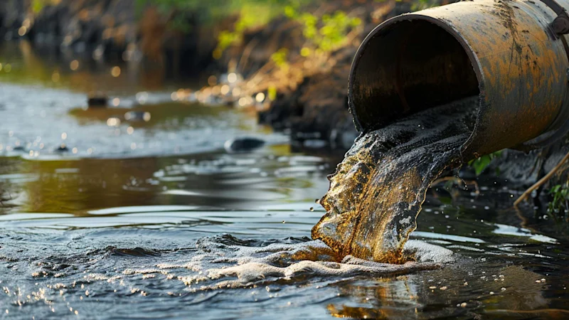 Wastewater release on river