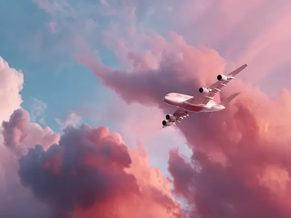 Aeroplane flying through sky