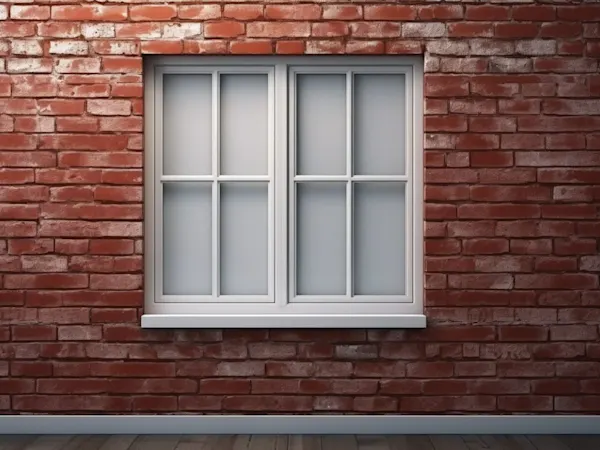 PVC window in a brick wall