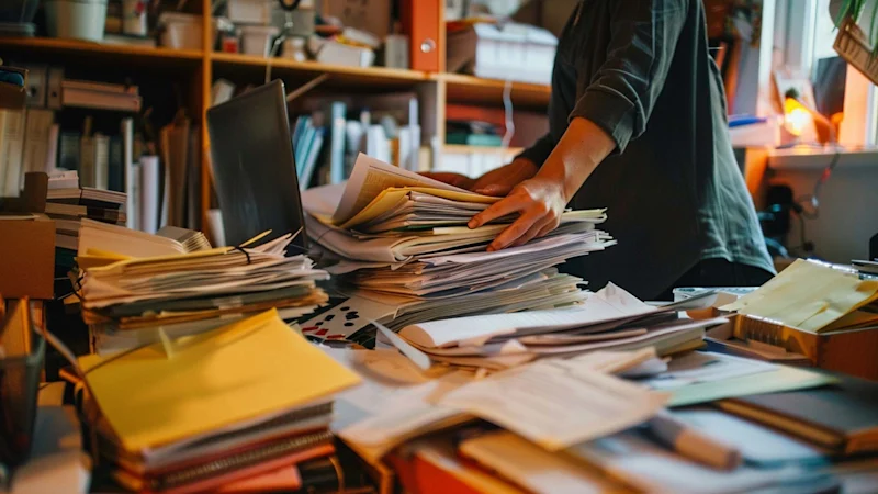 Person doing paperwork in an office