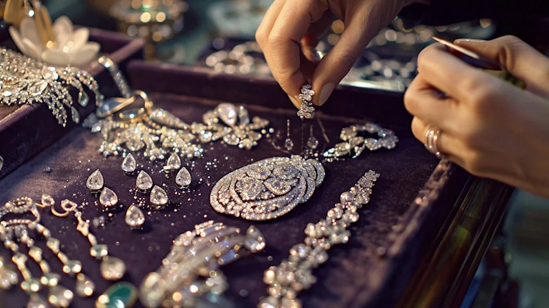 Woman inspecting jewellery