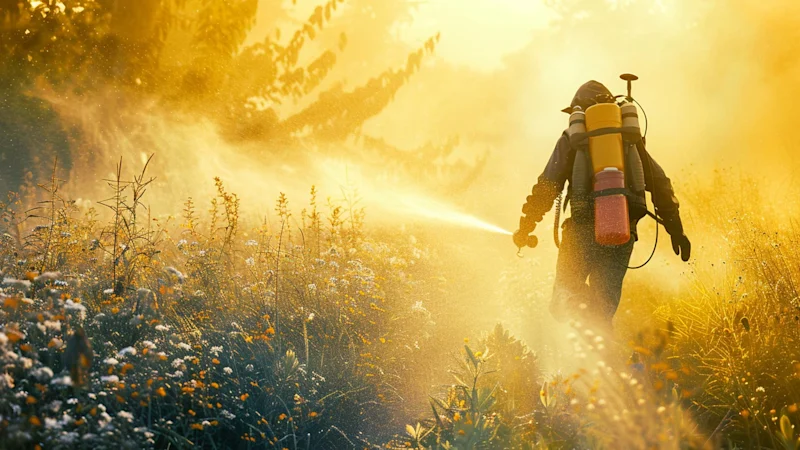 Farmer spraying pesticide