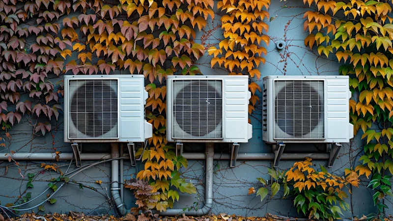 Three cooling systems on a wall