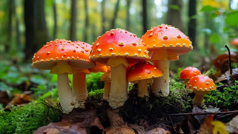 Mushrooms in forest