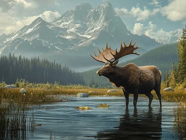 Moose in american landscape