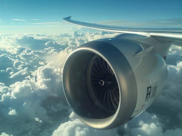Jet engine on a plane