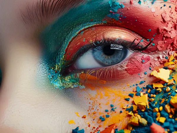 Woman with cosmetics on her face