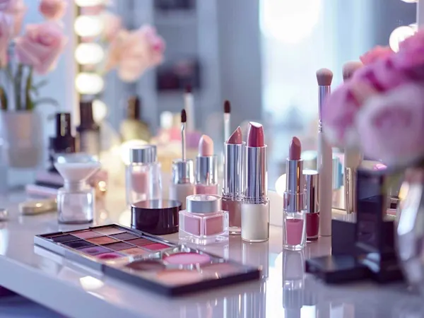 Cosmetics on a table
