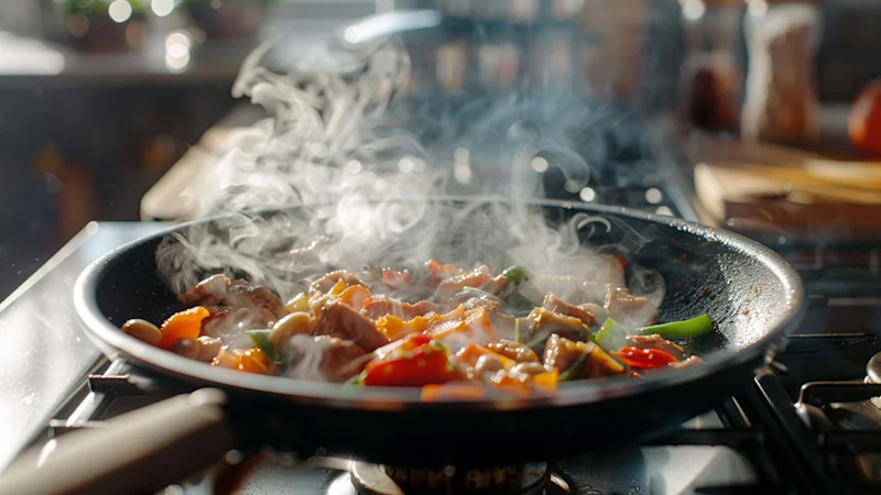 Frying pan on a stove