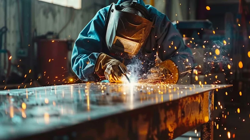 Welder welding sheet metal