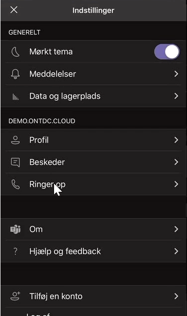 På billedet vises Ringer op i Teams app