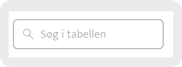 Billedet viser tabellen med søgefunktion