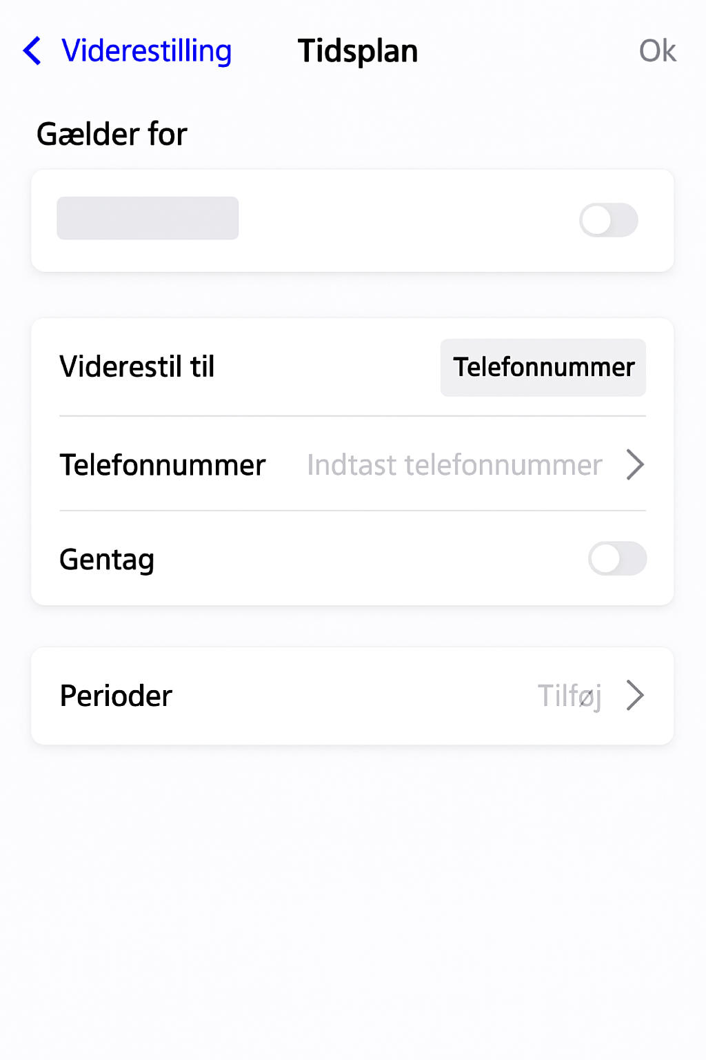 Tidsplan for viderestilling af nummer 