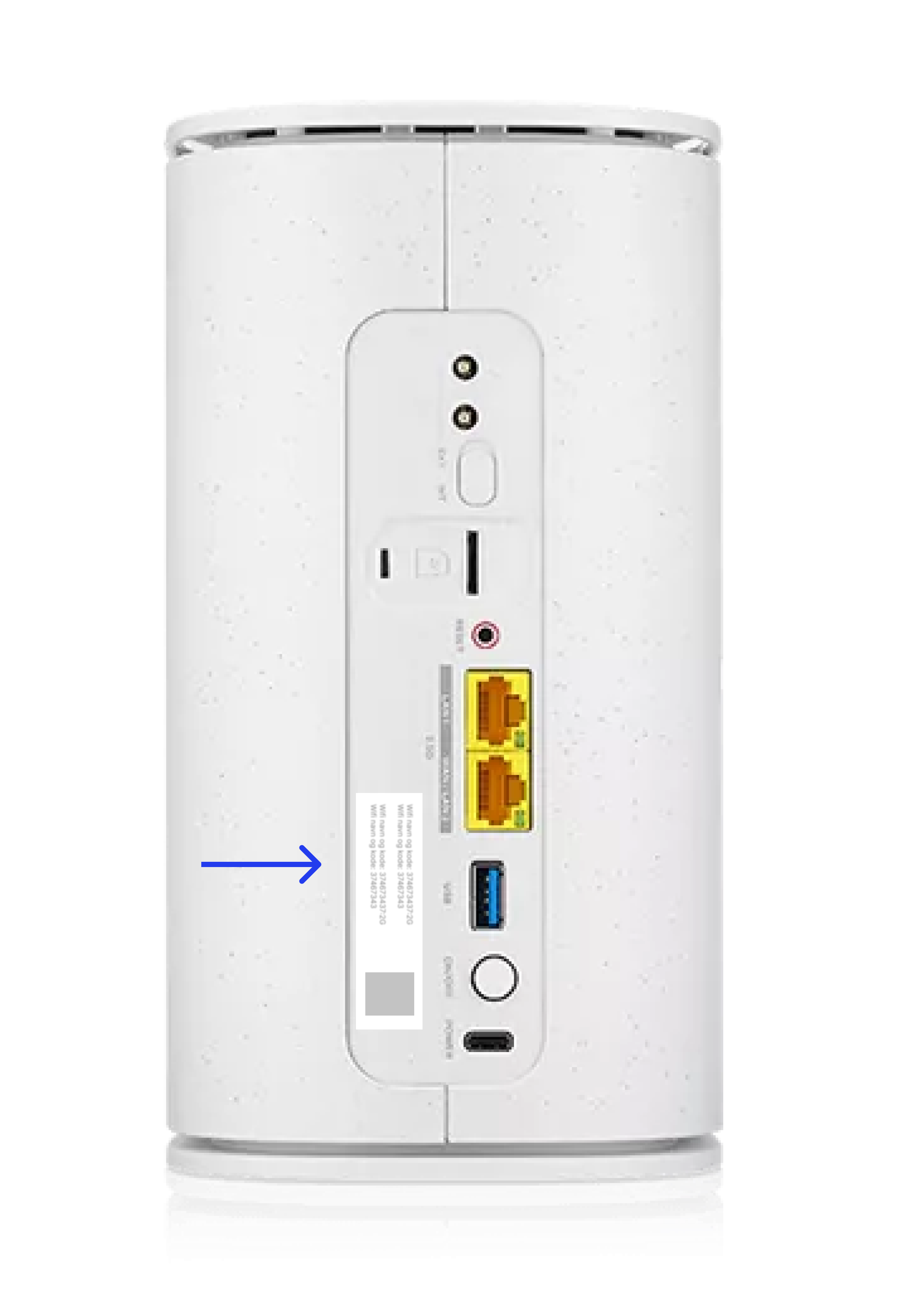 Bagsiden af zyxel med wifi oplysninger