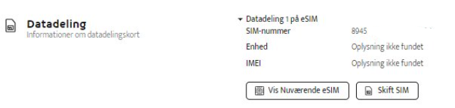 Datadeling til eSIM i Selvbetjening