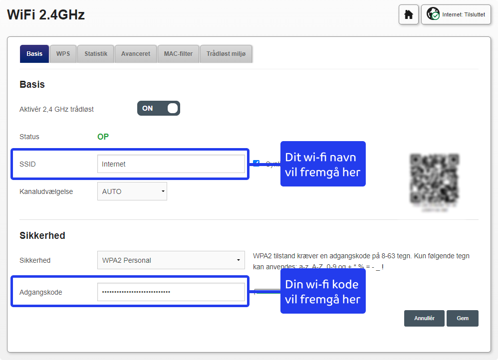 Homebox 4 - Wifi navn og kode