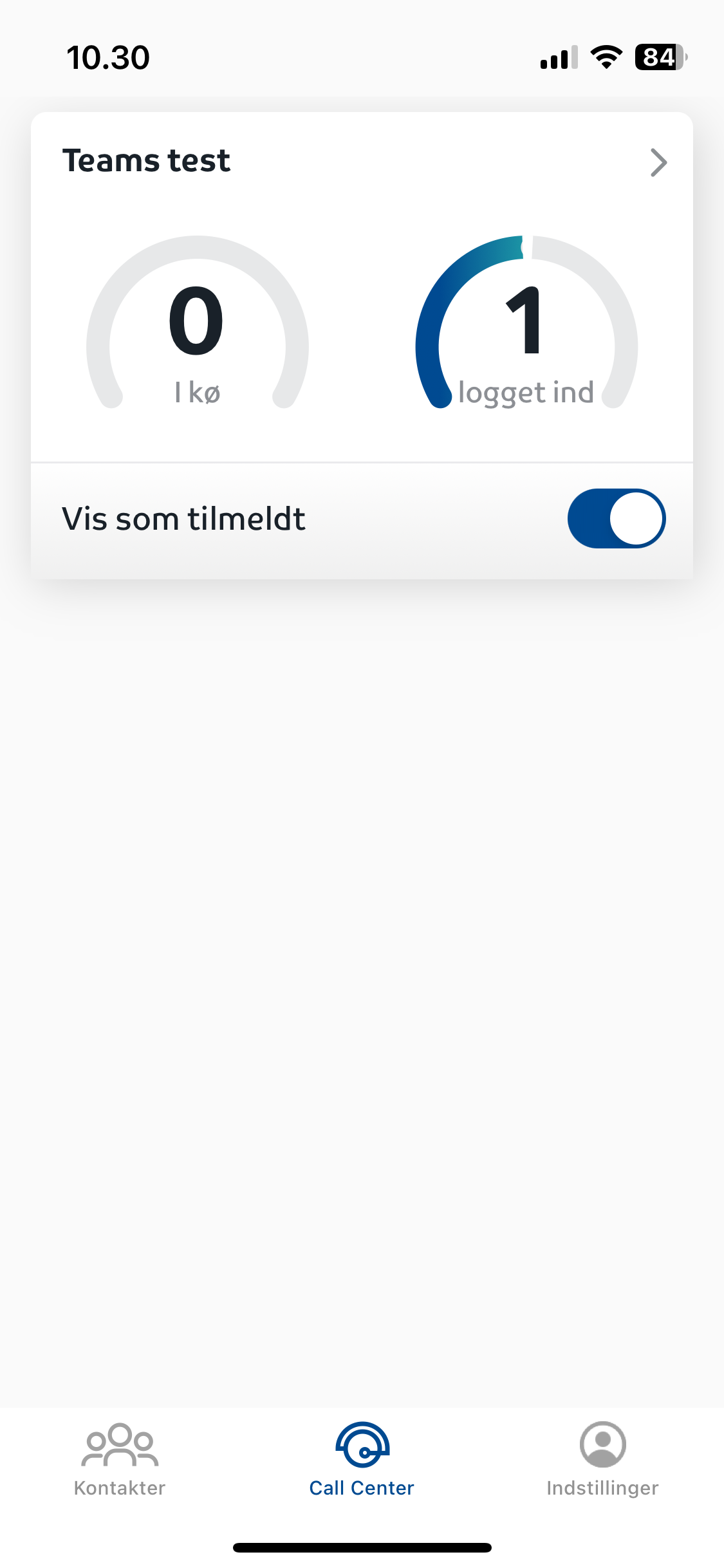 Logge ind og ud af BW Callcenter i Assist app