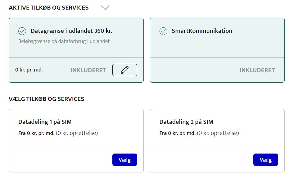 Billeder viser hvor du tilkøber services i Selvbetjening