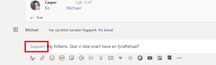 Nævn personer i Teams