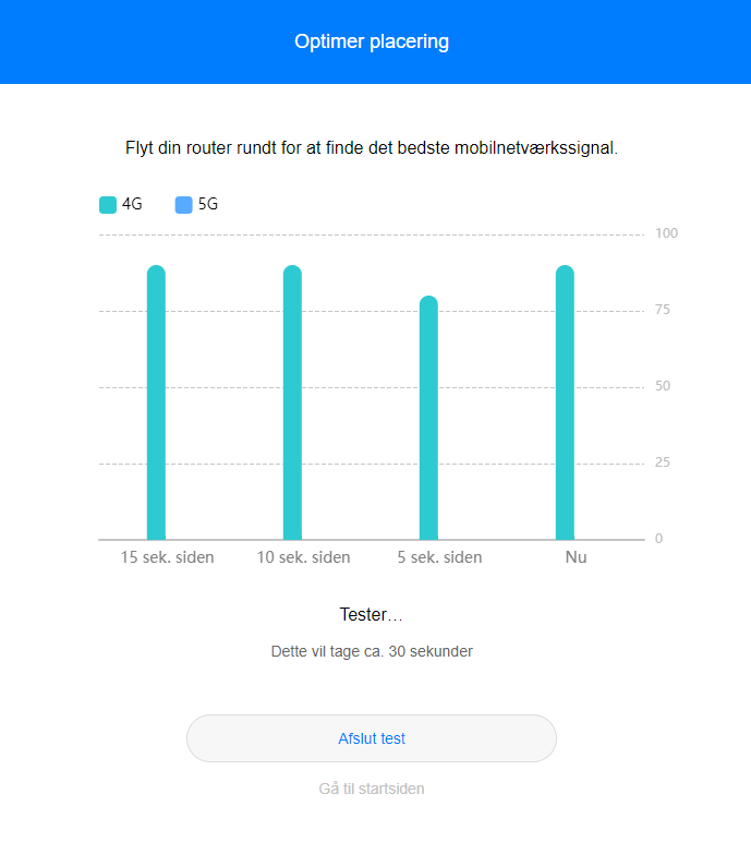 Viser signalstyrken for 4G & 5G på CPE optimér