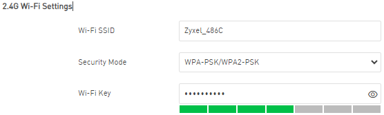 Wifi navn og kode Zyxel NR2301