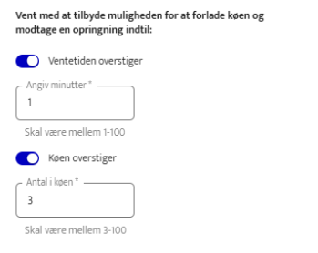 Vent med at tilbyde opringning