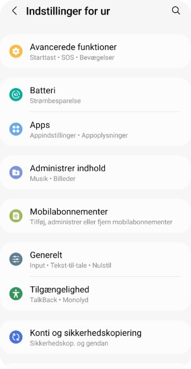 Indstillinger på en Samsung-telefon