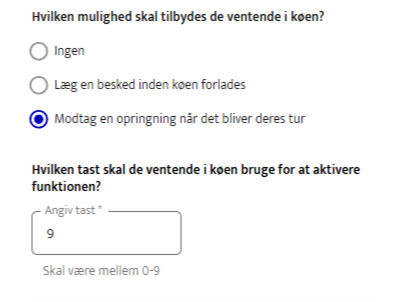 Modtag en opringning når det bliver deres tur