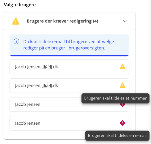 Advarsler ved licensoprettelse eller ændring - Webex