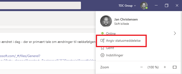Statusmeddelelse