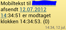 screenshot af en test sms 